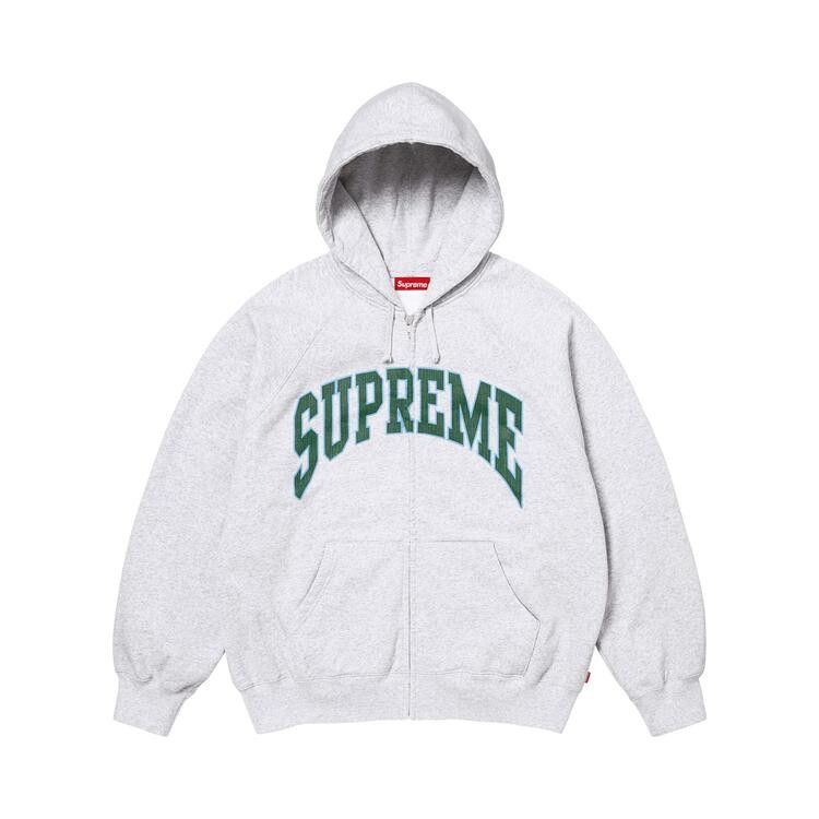 Supreme Cracked Raglan Zip Up Hooded Sweatshirt 'Ash Grey'