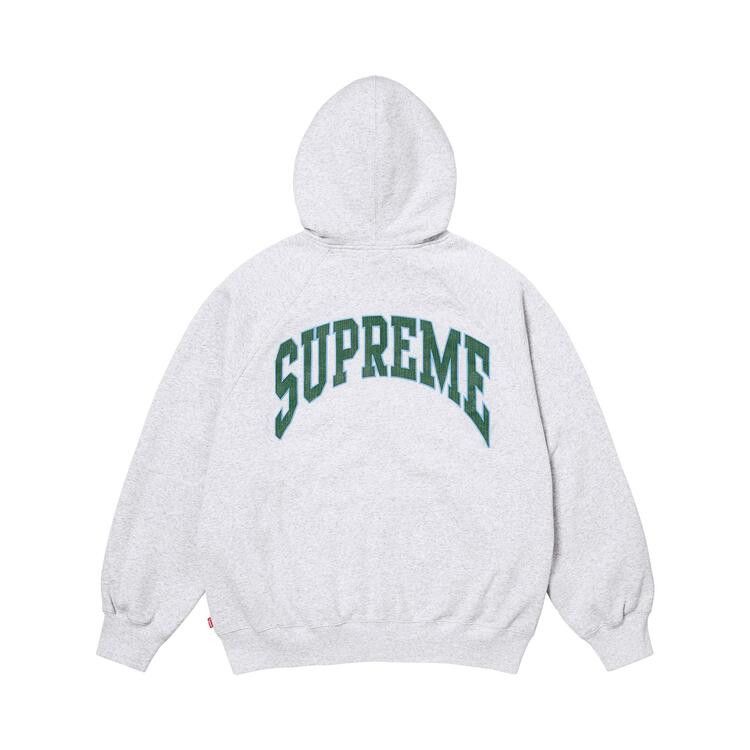 Supreme Cracked Raglan Zip Up Hooded Sweatshirt 'Ash Grey'