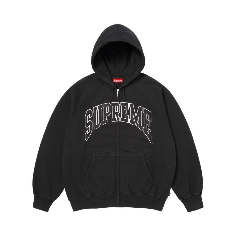 Supreme Cracked Raglan Zip Up Hooded Sweatshirt 'Black'
