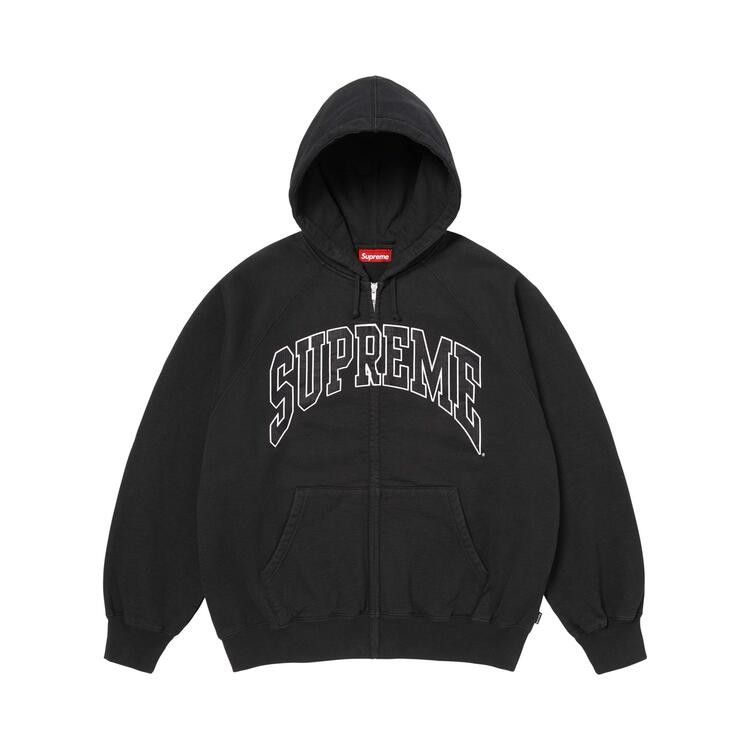 Supreme Cracked Raglan Zip Up Hooded Sweatshirt 'Black'
