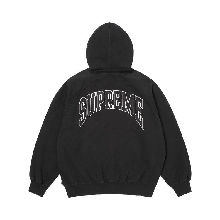 Supreme Cracked Raglan Zip Up Hooded Sweatshirt 'Black'