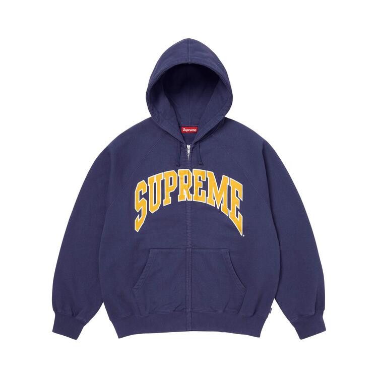 Supreme Cracked Raglan Zip Up Hooded Sweatshirt 'Washed Navy'