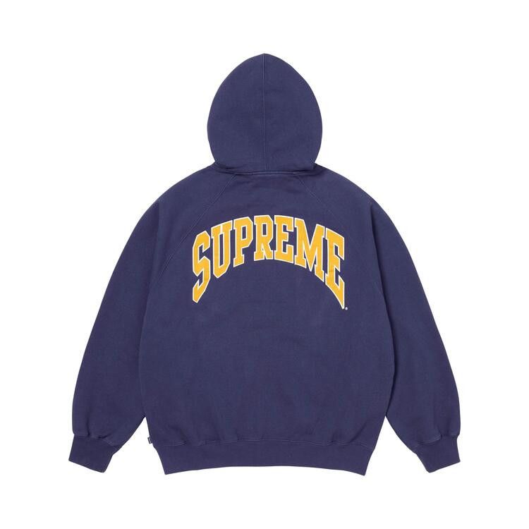 Supreme Cracked Raglan Zip Up Hooded Sweatshirt 'Washed Navy'