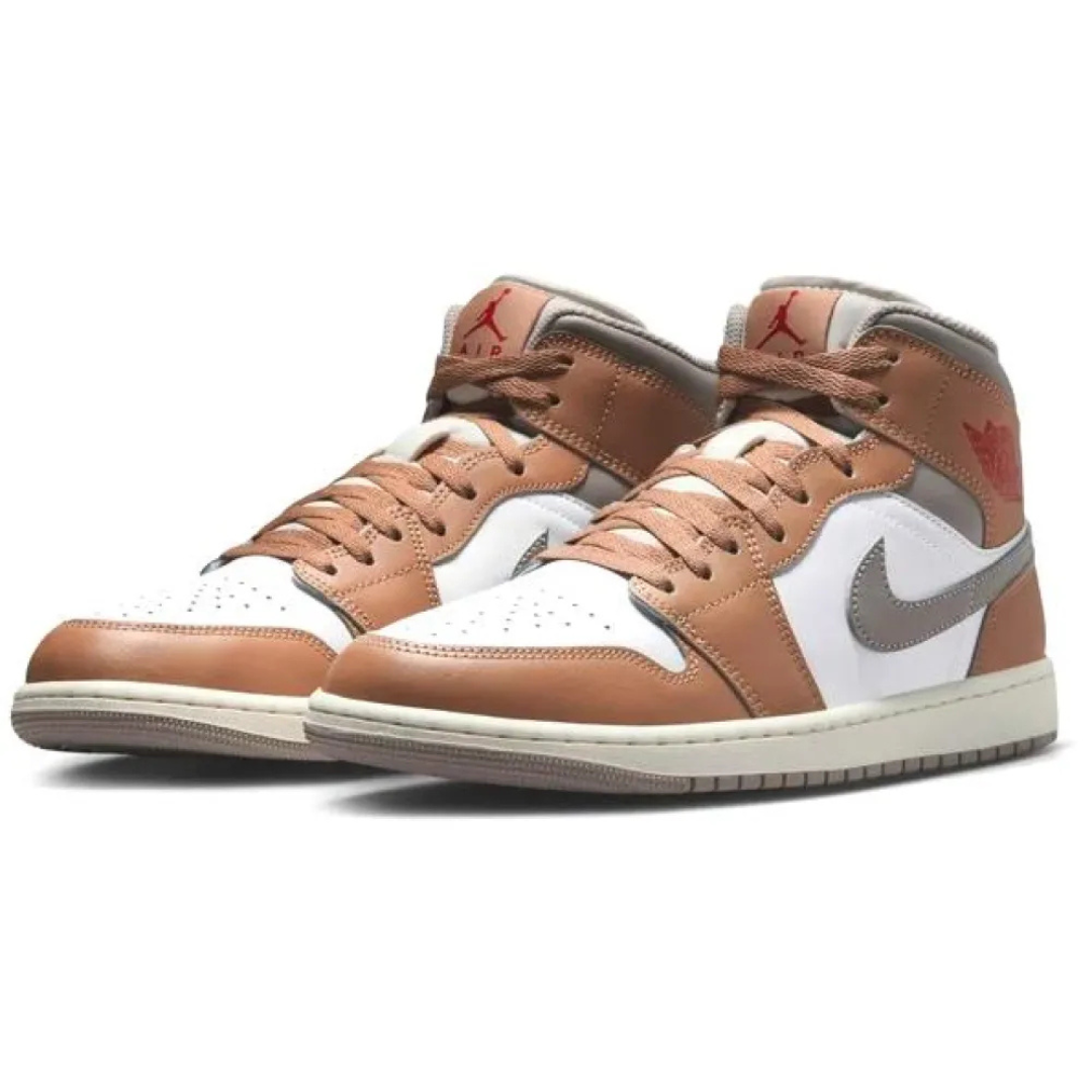 Air Jordan 1 Mid Hemp Fire Red White