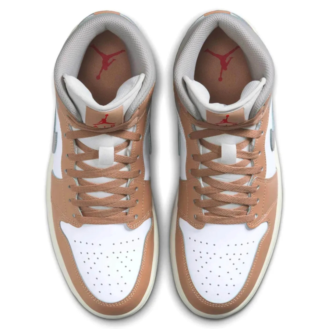 Air Jordan 1 Mid Hemp Fire Red White