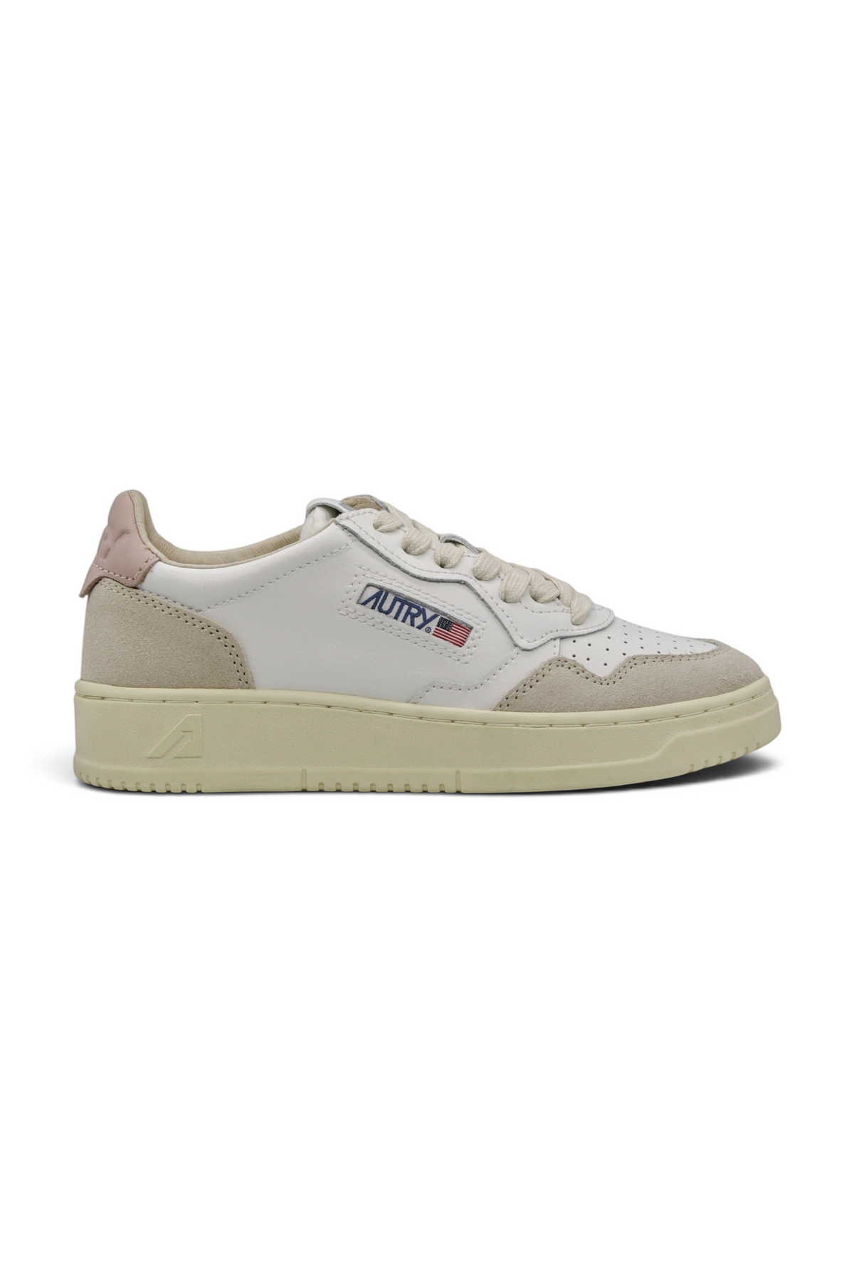 Autry Medalist Leather Low White Pink (Women's)