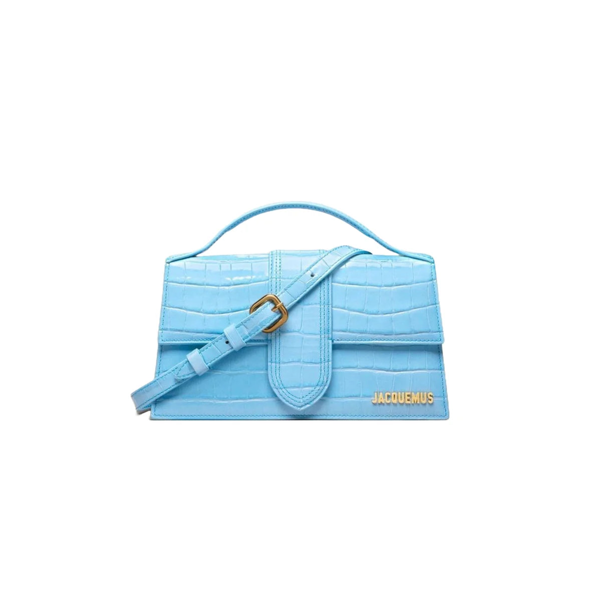 Jacquemus Le grand Bambino Crossbody Strap Handbag Croco Embossed Gradient Blue