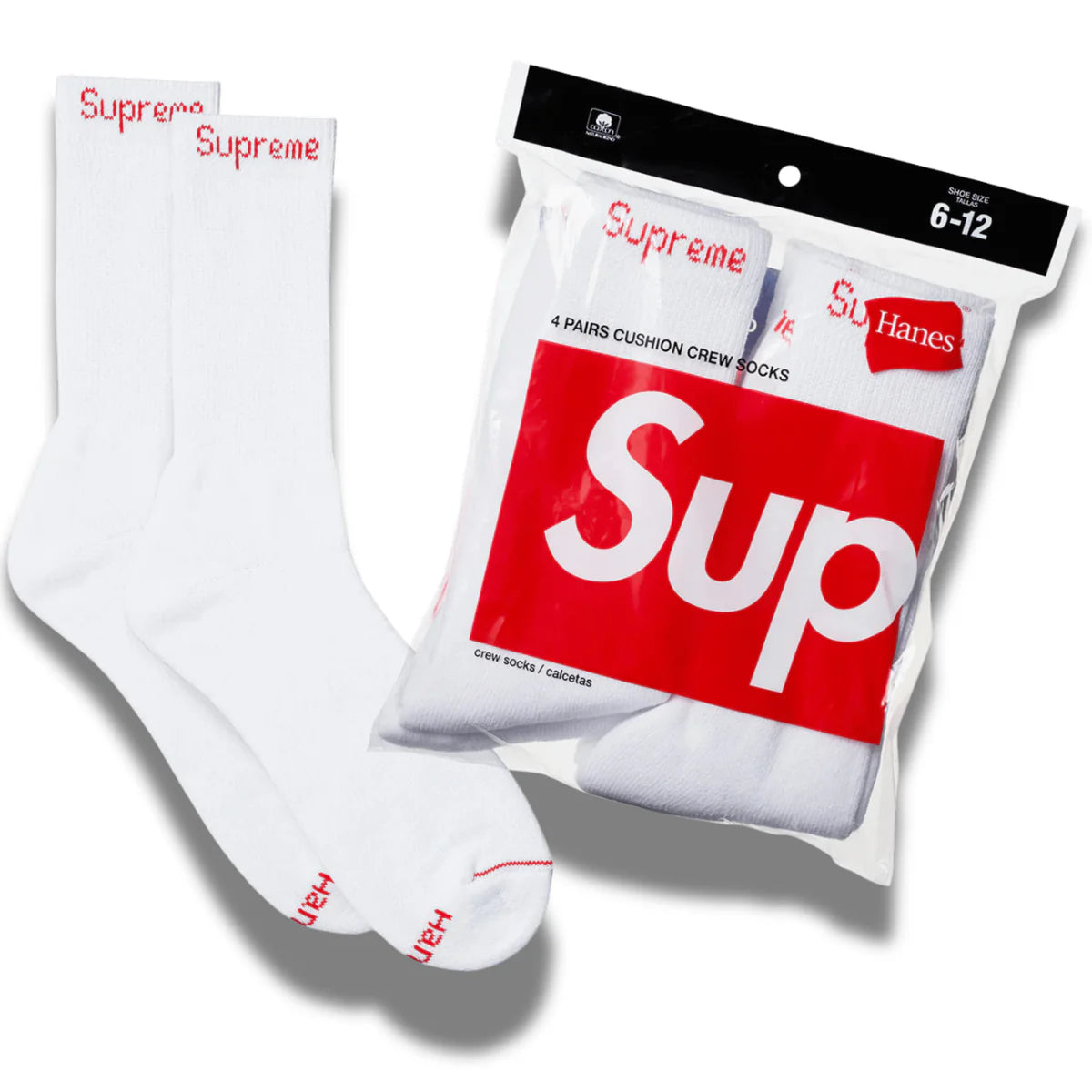 Supreme x Hanes Crew Socks (4 Pack) 'White'
